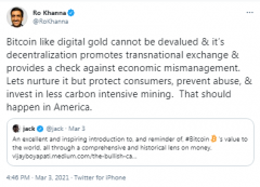 美国房子代表Ro Khanna Lauds BTC，它不能降低